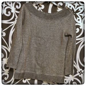 Ann Taylor LOFT Shoulder Zip Sweater - Gray
